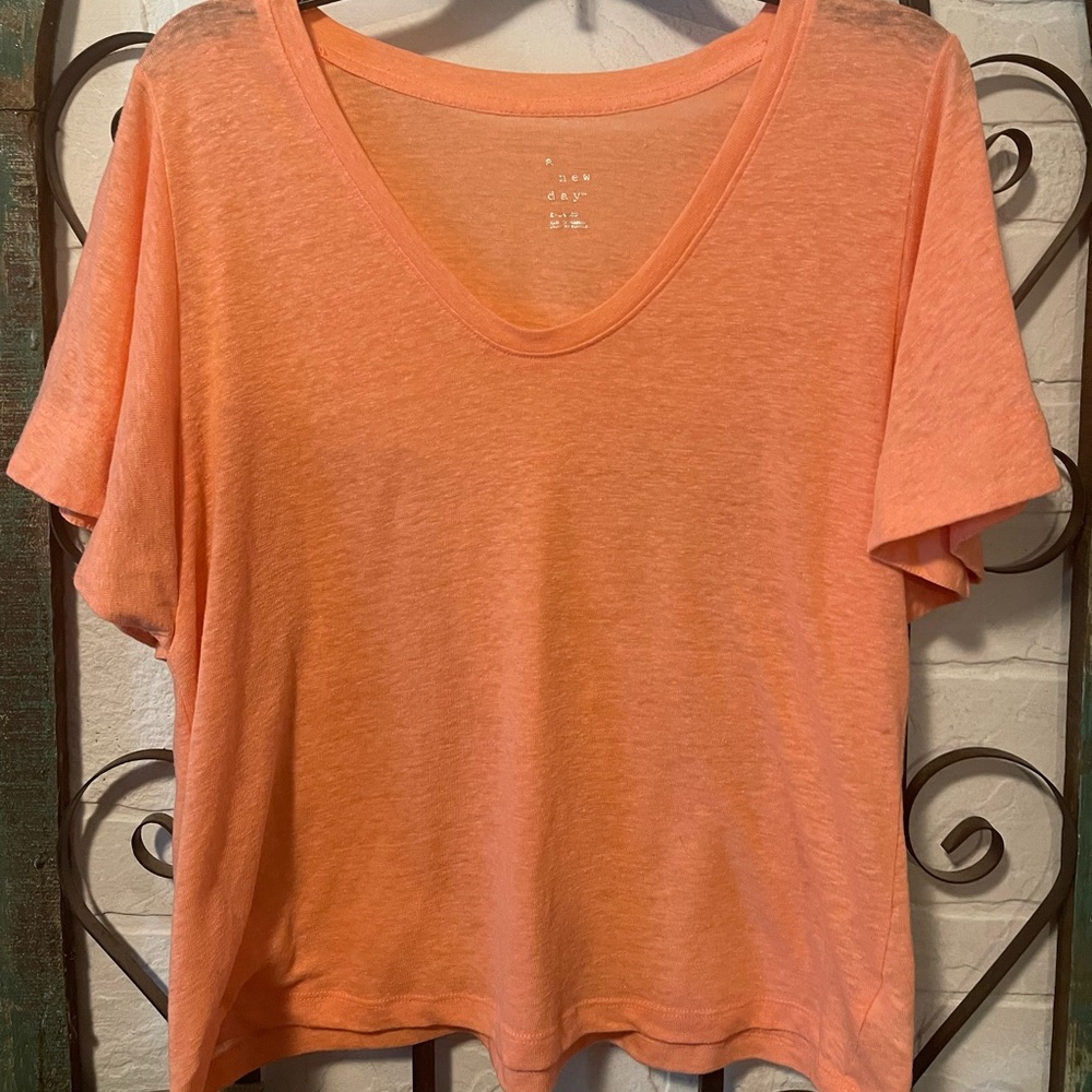 Coral butterfly sleeve boho blouse top